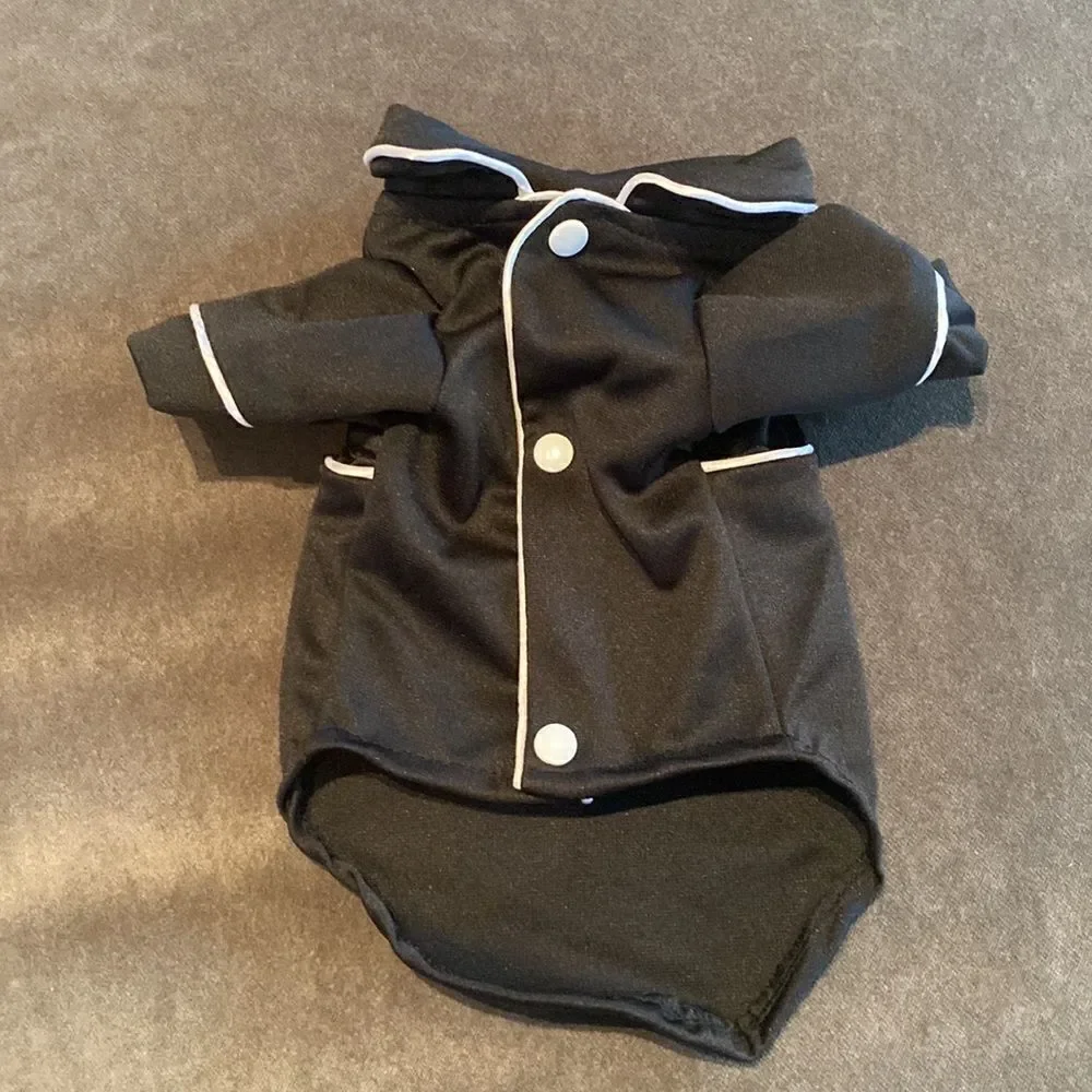 Dog Shirt Black with Collar & White Accents Size S NEW